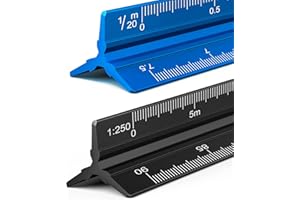 JOLIGAEA 2pcs Righelli Alluminio Scala Righello Triangolare, Scalimetro 30cm Ideale per Architetti e Ingegneri 1:100, 1:200, 1:250, 1:300, 1:400, 1:500/1:20, 1:25, 1:50, 1:75, 1:100, 1:125, Blu
