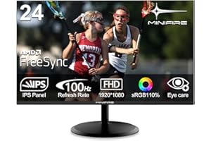 ‎MINIFIRE Minifire 24 Zoll Monitor, 100Hz, IPS,Full HD (1920x1080)，AMD FreeSync, sRGB110%, Rahmenlos Bildschirm, Eye Care, HDMI Type-C,Verstellbare Neigung, VESA (MF24X3A Type-C Kabel im Lieferumfang)
