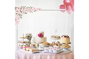 FASTDEPLE Over the Table Rod Stand with Clamps, Adjustable 72 to 268 cm Over Table Display Bar, Metal Table Hanging Rail Table Balloon Arch Stand for Party Decor, Wedding Anniversary
