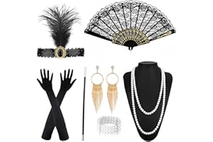NebulaGlam Accesorio Años 20 Mujer, Disfraz de los Años 20 para mujer, 1920s Set de Accesorios, Accesorios de Charleston para Mujer para Mascarada Halloween Navidad