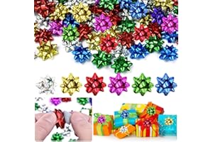 RMENOOR 100PCS Nœuds Cadeaux Colorés 2.5CM Nœuds pour Emballage Cadeau Nœuds Cadeaux Auto-adhésif Nœuds pour Paquets Cadeaux Autocollants Nœuds à Tirer pour Emballage Cadeau, Mariage, Noël, Déco
