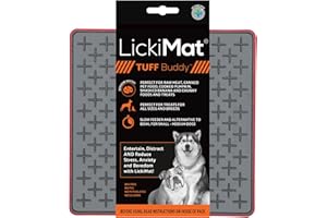 Lickimat Tuff, Heavy-Duty Buddy, Dog Slow Feeder Lick Mat, Boredom Anxiety Reducer; Perfect for Food, Treats, Yogurt, or Peanut Butter, Fun Alternative to a Slow Feed Dog Bowl - Red