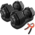HAKENO 2x24kg/40kg Pair Adjustable Dumbbell 15 Weight in 1 with Fast Automatic Adjustable and Weight Plate for Body Workout Home Gym dumbbell（Include 2 dumbbells + 2 hand Gripper）
