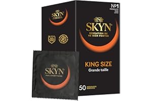 SKYN Large: Lot de 50 Préservatifs Extra Larges | Préservatifs XL sans latex Skynfeel pour Homme, Fins, de Forme Droite et Lisse | Diamètre 56 mm