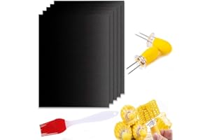 Gyvazla - Alfombra de Cocina, Juego de 5 Alfombrillas para Barbacoa y Horno, 40 x 33 cm, Hojas antiadherentes de Barbacoa y Hojas de cocción Reutilizables para Barbacoa de Gas, carbón o eléctrico