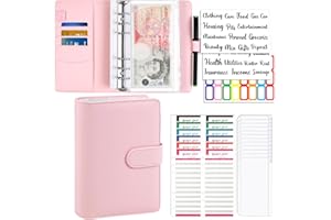 TOMONEED Budget Binder Money Saving Wallet - A6 Money Wallets Budget Planner with Cash Envelopes Cash Binder for Trips and Diary (Pink)