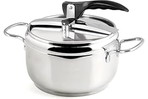 INOXPRAN - Pentola a Pressione, Acciaio Inox, Capienza 5 L, Triplo Fonto Adatto a Tutti i Piani di Cottura compreso l'Induzione, Cucina Rapida e Risparmio d'Energia, Lavabile in Lavastoviglie