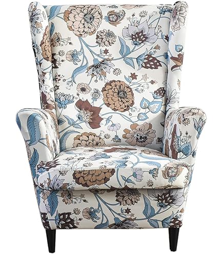Copri Poltroncina Copridivano Fiori FANSU Copripoltrona Chesterfield Con Stampa Fiori - Elasticizzato, 2 Pezzi, Ideale Per Soggiorno O Camera Fodera Divano Elastica Fiori Poltrona Elasticizzata Con Orecchie