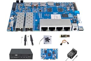 YOUYEETOO Banana Pi BPI-R4 WiFi 7 Router płyta rozwojowa, z chipem MediaTek MT7988A, 4 GB RAM i 8G eMMC, 2 x gniazdo SFP 10 Gbe, 4 x złącze sieciowe Gbe (pakiet z WiFi 7 i metalową walizką)