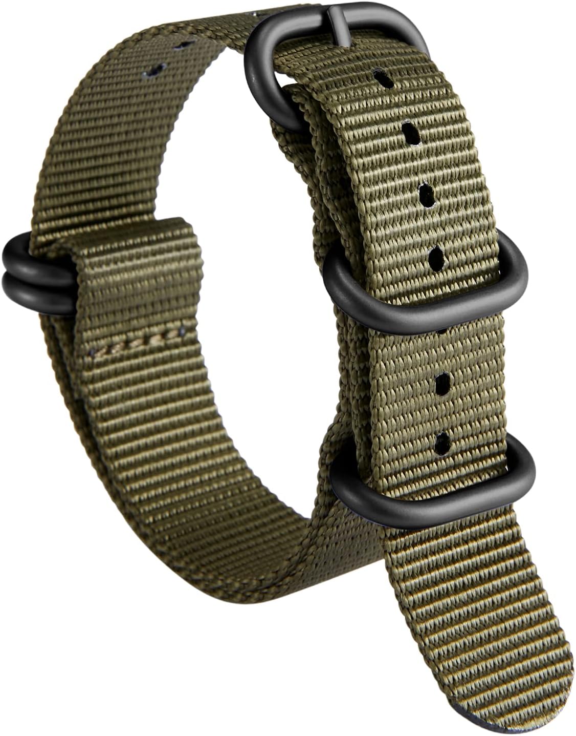 Nylon Watch Strap, Multicolor Watch Bands Replacement for Men Women 18mm 19mm 20mm 21mm 22mm 23mm 24mm G10 Premium Ballistic with Military Heavy Duty 5 Rings Silver/Black Stainless Steel Buckle