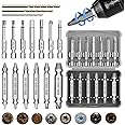 PRYZALO 6-Piece Stripped Screw Extractor Set with 7 Piece Screwdriver Bits - Perfect for Removing Damaged, Rusty, and Broken Screws and Bolts - Ideal for DIY and Home Repairs