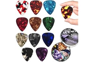 ENAIAH Guitar Picks, 12 sztuk picków gitarowych, kostka do gitary celuloidowej, 0,46 – 1,20 mm, 4 różne grubości do akcesoriów do gitary, gitary akustycznej, gitary elektrycznej, ukulele, basowej