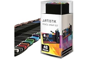 ARTISTIK Coloring Pencils Wrap Set with Vivid Colors – 47-Piece Artist Grade Drawing & Sketching Colored Pencil Set – 3.5mm Colored Pencils for Adults Coloring Books