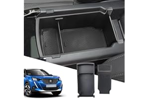 SXCY per Peugeot 2008 2020 2021 Vano Portaoggetti per Auto Bracciolo Console Centrale Organizer Scatola Braccioli Contenitore con Tappetino Antiscivolo Interni Accessori