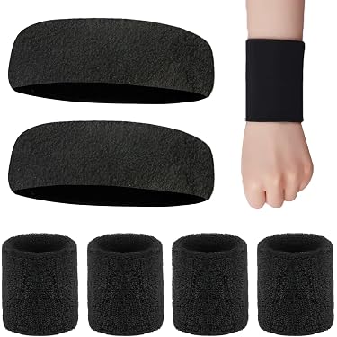 Bracelets De Sudation Sport - Lot De 2 - Élastiques Absorbants Noir Pour Poignet Homme Et Femme - 8