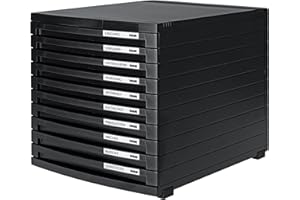 HAN Module à tiroirs CONTUR – système de classement moderne et modulaire, extensible, avec 10 tiroirs fermés pour documents jusqu´au format B4, noir, 1510-13