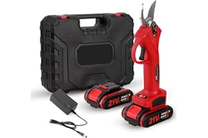 Viemylu Forbice da potatura elettrica con 2 batterie da 21v lama da 25mm cesoia elettrica professionale per giardinaggio,alber, arbusti