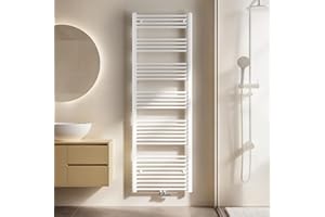 EMKE Badheizkörper Handtuchhalter, Handtuchheizkörper Mittelanschluss Handtuchwärmer Handtuchtrockner Heizkörper Bad Handtuchheizung Weiß 1800x600 mm 860W