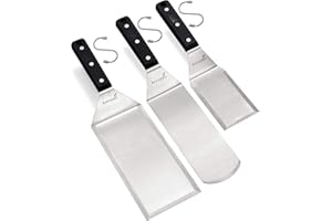 ANMARKO Griddle Spatula Set - Stainless Steel Metal Spatula and Griddle Scraper - Heavy Spatula Griddle Accessories Great for Cast Iron Griddle BBQ Flat Top Grill - Commercial Grade