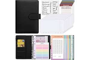 SKYDUE Money Binder, Challenge Del Risparmio, A6 Raccoglitore Documenti Con Buste Cerniera Trasparenti, Agenda Risparmio Soldi, Budget Planner Raccoglitore Di Bilancio(Nero)