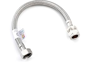 Home Range 300mm WRAS Approved15mm Compression x 1/2" |7 Lengths| Flexi Pipe Connector, BSP Fitting, 304 Stainless Steel, Rust & Lead-Free Flexible Hose for Kitchen & Bathroom