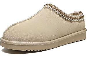 Meik Mangni Chaussons Hommes Femmes Véritable Suède Pantoufles Chaud Confortable Mules Hiver Chaussons en Peluche Antidérapantes Slippers Intérieur extérieur 35-44 EU