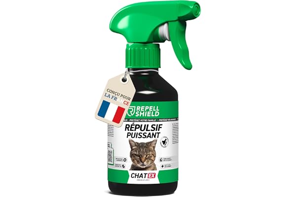 RepellShield® Répulsif Chat Extérieur & Intérieur -250ml- Non Tachant, Naturel, Dissuasif Inoffensif Anti Griffe & Anti Marquage Urinaire Chat - Protection Longue Durée: Textile, Canapé & Jardin