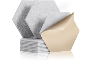 Rdutuok 12 Stück Selbstklebend Akustik Panel,30x26x1cm Hexagon Akustik Absorber Schallschutzplatten Akustikpaneele Wand für Tonstudio, Büro,Studio und Wanddekoration(Silbergrau)