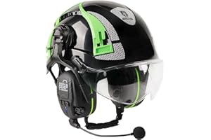 GREEN DEVIL X-Armor Casque de protection avec protection auditive active et visière transparente - Casque de sécurité ABS EN 397 - Conforme à la norme EN352 SNR 32 dB avec Bluetooth