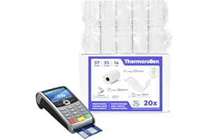 ‎SWIPARO SWIPARO® EC Cash Rollen Thermopapier 57mm x 35mm x 12mm - Bonrollen 57x35x12 für EC & Kredit-Kartenlesegeräte - Thermorollen 57mm - Thermal Rolls EC Device - Für Systeme bis 14m Papierbedarf (20 Stk)