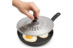 CHEFZOCO Tapa para sartenes y ollas, Tapadera Multiusos sartenes, tapadera Anti Salpicaduras, Diseño con Mango ergonómico, Accesorio de cocina, acero inoxidable, Apta para 36 cm