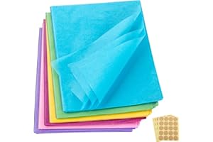 ANSTORE 72 Fogli di Carta Velina Colorata Con 80 Adesivi, 50x35cm, per Imballaggio, Artigianato, Festa, Compleanno, Festival, Confezioni Regalo e Decorazioni