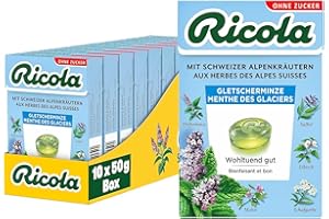 ‎RICOLA Ricola Böxli Glacier Mint, 10 Original Swiss Herbal Sweets with 13 Alpine Herbs & Glacier Mint, Sugar-Free, 10 x 50 g, Vegan