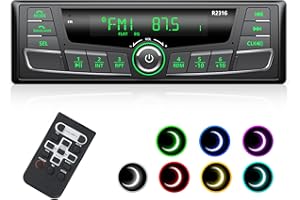 RDS Autoradio Bluetooth, Wistrue Stereo Auto Bluetooth Autoradio 1Din con 7 Colori/Telecomando/USB/Ingresso Aux/scheda SD/lettore MP3/supporto iOS e Android