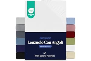 Dreamzie Lenzuola Matrimoniali Cotone 180x200 cm, Altezza Materasso fino a 27 cm - Coprimaterasso Matrimoniale - Bianco - Certificato senza Prodotti Chimici (Oeko TEX)