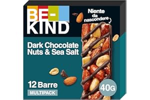 BE-KIND Barretta al Gusto di Cioccolato Fondente e Sale Marino, Snack Senza Glutine, 1 Confezione x 12 Barrette da 40 g