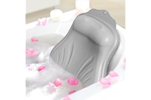 TABKSOLA Cuscino da Vasca in Silicone, Antimuffa, Inodore, Facile da Pulire,Morbido e Confortevole Cuscino di Lusso, Adatto a Tutte le Vasche da Bagno. (Grigio chiaro)