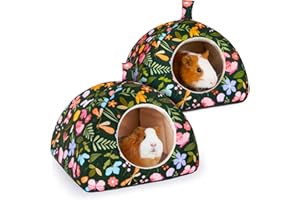 Hedgeink Guinea Pig Bed 2 Pack Hamster House with Soft Pads Washable Rabbit Hideout with Non-Slip Bottom Small Animal Hide Cage for Hedgehog Chinchilla Ferret