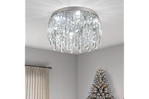 ‎VETRULUS VETRULUS Kristalllüster Für Esszimmer 40cm Runde Luxuriöse Deckenleuchte Moderne Chromlüster Für Schlafzimmer Wohnzimmer Kücheninsel