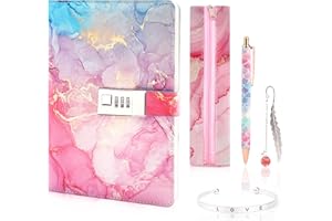 CIGAA Girls Diary with Lock Secret Diaries for Girls Including Pen Pencil Pouch & Bracelet Lockable Gift Set for 9, 10, 11, 12 Year Old Girls Great Birthday Gifts