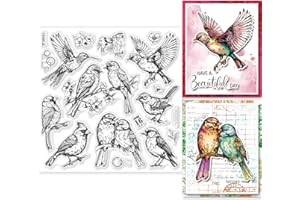 GLOBLELAND Tampons Transparents en Forme de Couple D'Oiseaux Pierres Tampons en Silicone Feuilles D'Arbre Oiseaux Tampons Transparents pour Scrapbooking Cartes Album Photo Journal 5.91x5.91 Pouce