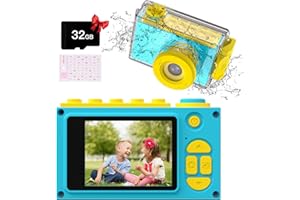 Kriogor Impermeable Cámara Fotos Niños, 1080P 2.0" HD Selfie Video Cámara con 32GB TF Tarjeta, Zoom Digital de 4X, 8MP Camara Acuatica Niños Cumpleaños para Niños y Niñas de 3 a 12 Años