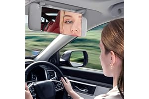 ILULALA Car Sun Visor Mirror, Large Vanity Shade for Car Truck SUV, Rear View With Straps