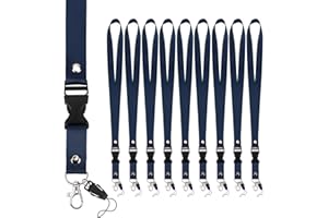 Segus Lanyard, 10 Pezzi Cordino Porta Badge da Collo, Laccio Portachiavi con Fibbia Aragosta Rimovibile, Cordino da Collo, Portachiavi Lungo per Portabadge, Carte d'Identità (Blu Scuro)