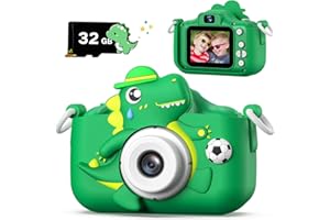 CIMIZI Kinderkamera, Dinosaurier Selfie Digital Kamera mit 32GB Karte, Weihnachts Geburtstagsgeschenk für Jungen und Mädchen, 1080P HD Kinder Kamera, Geschenke Spielzeug für 3 4 5 6 7 8 9 10 11 12 Jahre