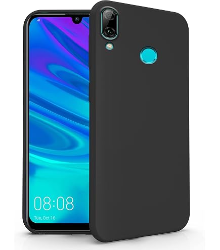 ebestStar - Cover per Huawei Y7 2018, Custodia Protezione Carbonio Design, TPU Morbida Antiurto, Nero + Vetro Temperato