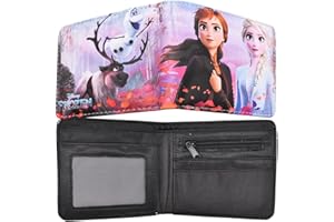 SIMYRON Portefeuille Frozen - Elsa et Anna Portefeuille en cuir pour enfants Portefeuille de dessin animé à deux volets Carte d'identité de personnage d'Elsa Portefeuille à deux volets Cadeau d'anniversaire