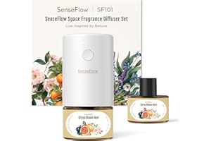 ‎SENSEFLOW SenseFlow Aroma Diffuser für Ätherische Öle SF101, Wasserloser Ultraschall Duftstecker Raumduft, 100% pflanzlich Lufterfrischer, 120-Tage Aroma für Zuhause, Hotel bis zu 100 m²- Schwarze Zitrusblüten