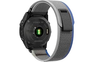 SumRioo QuickFit 26mm Correa para Garmin Fenix 7X Pro Solar/7X Pro/7X Solar/7X/6X Solar/6X Pro/6X/5X Plus/5X, Nylon Correa para Garmin Fenix 3/3HR/Epix Pro (Gen 2) 51mm/Tactix Delta Solar, Azul/Gris
