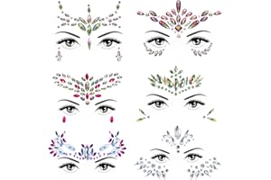 ARIEL-GXR Face Gems Glitter 6PCS Festival Face Stickers Self-Adhesive Face Jewels Crystal Rhinestone Temporary Tattoo for Face Eyes Body Rave Festival Party (style b)